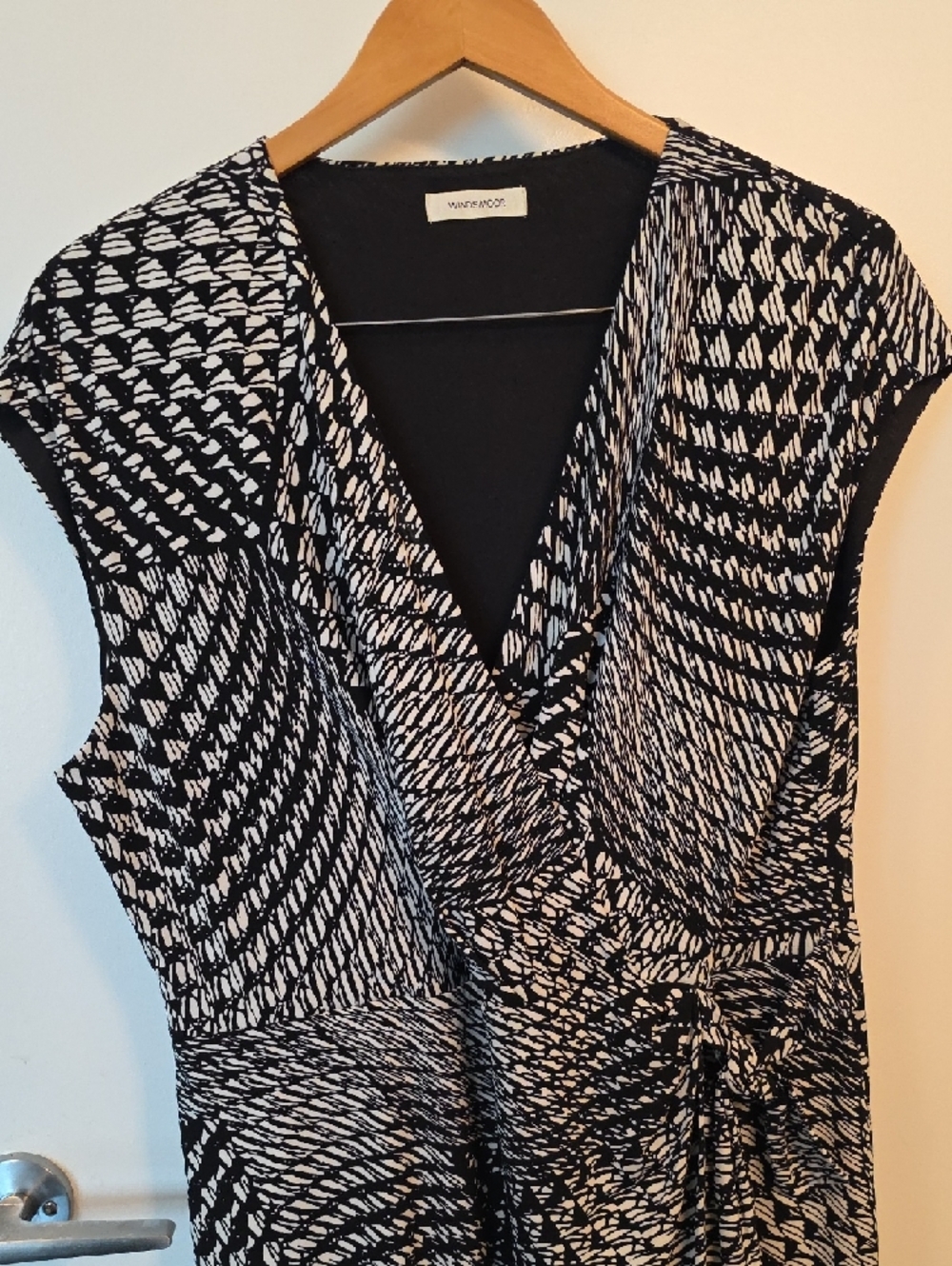 Windsmoor Black & White Geometric Wrap Midi Dress - Picture 3 of 6